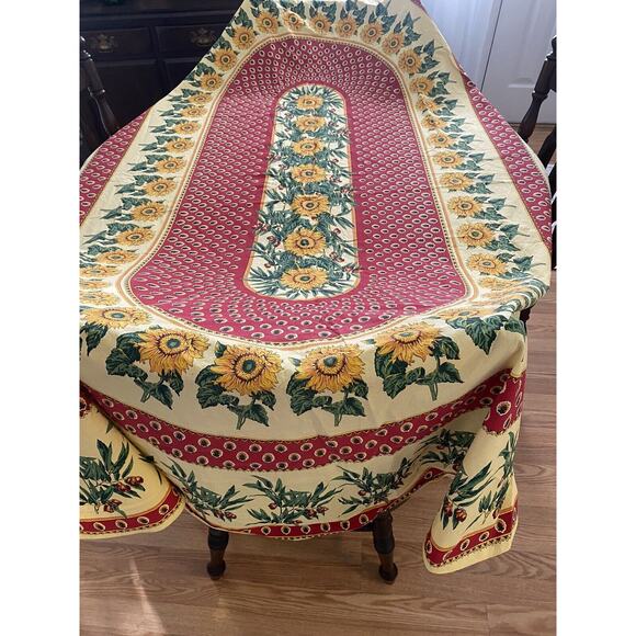Vent Du Sud Oval Tablecloth Sunflowers And Olives French Provincial 100x 65 - Picture 1 of 7